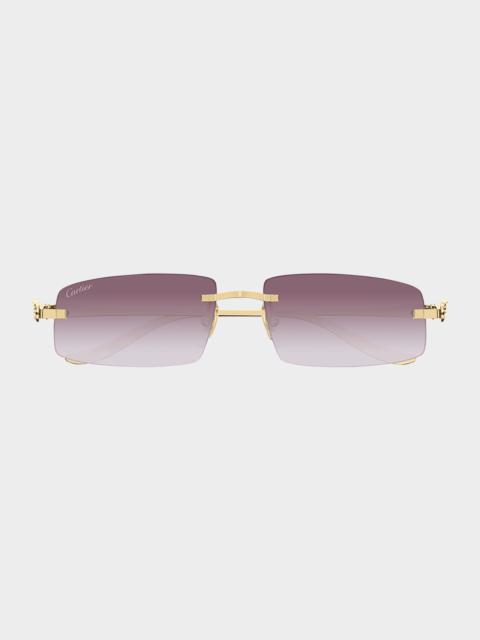 Cartier Panther Rimless Rectangle Metal Sunglasses