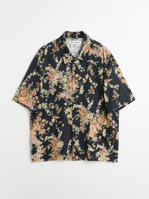 Our Legacy Elder Shirt Shortsleeve Black Floral Tapestry Print