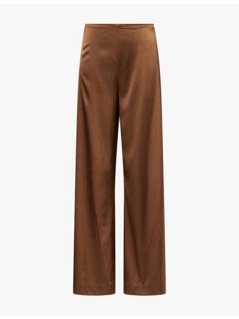 STAUD Stroll Wide-Leg Silk Trousers
