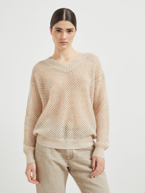 Brunello Cucinelli Mohair, cotton and wool dazzling mesh sweater