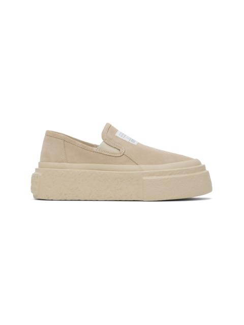 MM6 Maison Margiela Beige Suede Platform Slip-On Sneakers