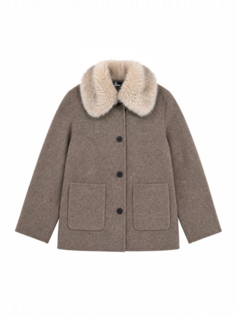The Kooples BLENDED WOOL COAT WITH A BEIGE FAUX FUR COLLAR