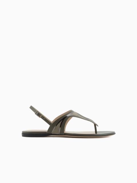GIORGIO ARMANI LEATHER AND SUEDE FLAT THONG SANDALS