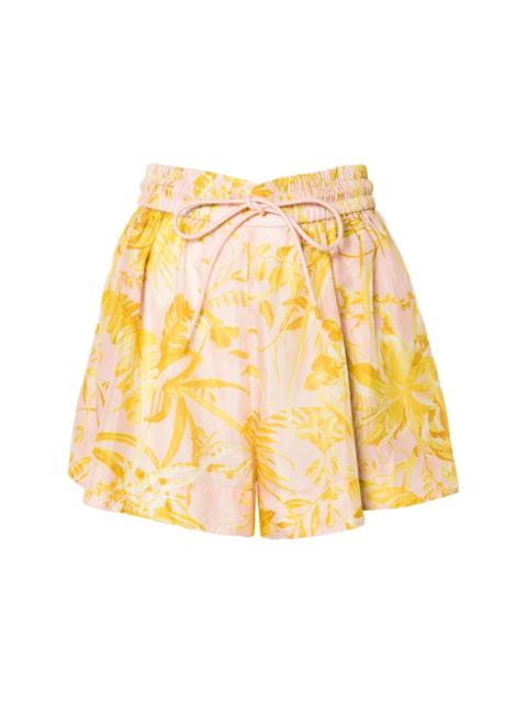 floral-print silk shorts