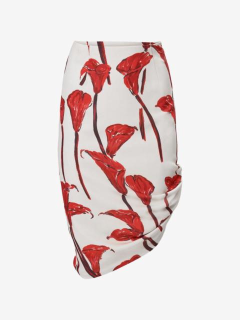 CAROLINA HERRERA calla lily-print asymmetric midi skirt
