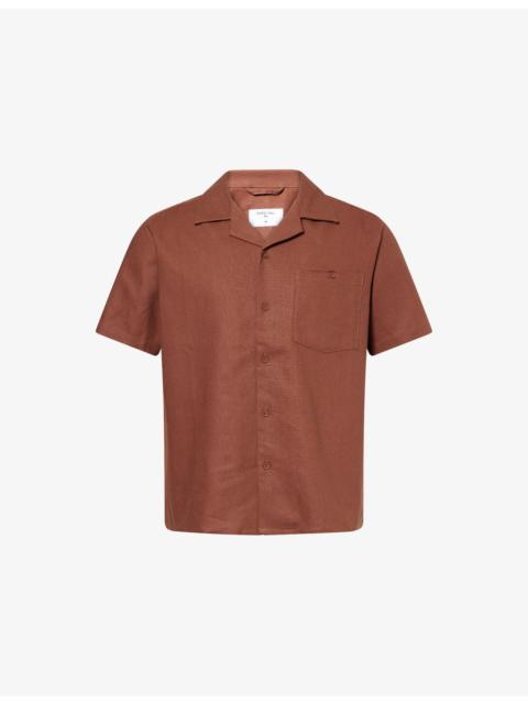 PERCIVAL Short-Sleeve Cuban-Collar Linen Shirt
