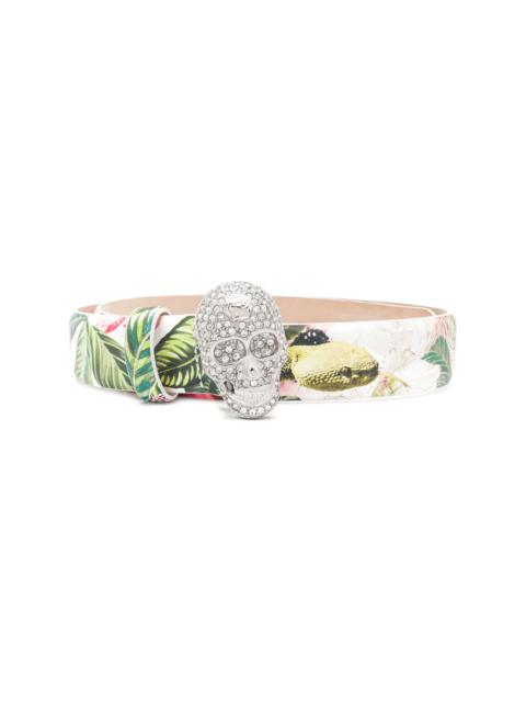 PHILIPP PLEIN floral-print buckled belt