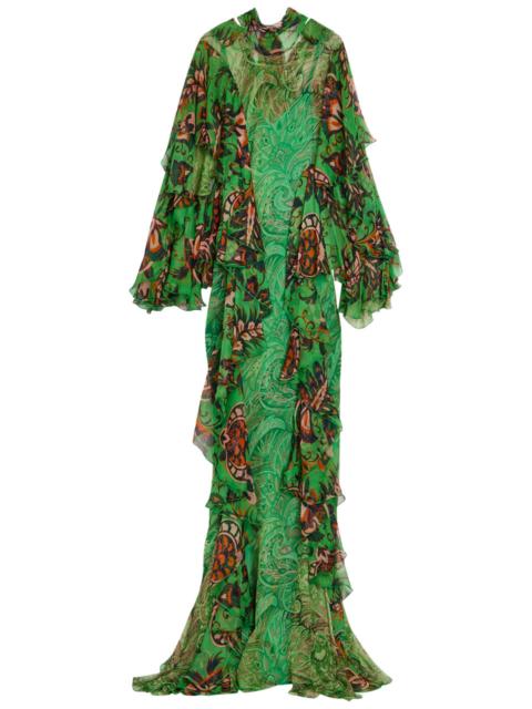Etro Etro Printed Ruffled Silk-chiffon Maxi Dress