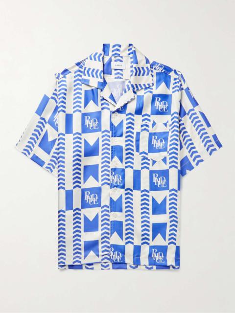 Rhude Camp-Collar Printed Silk Shirt