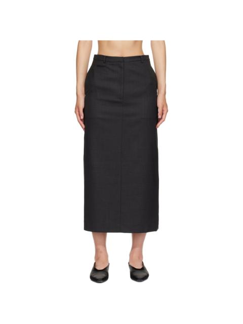 NOTHING WRITTEN Gray Bany Wool Midi skirt