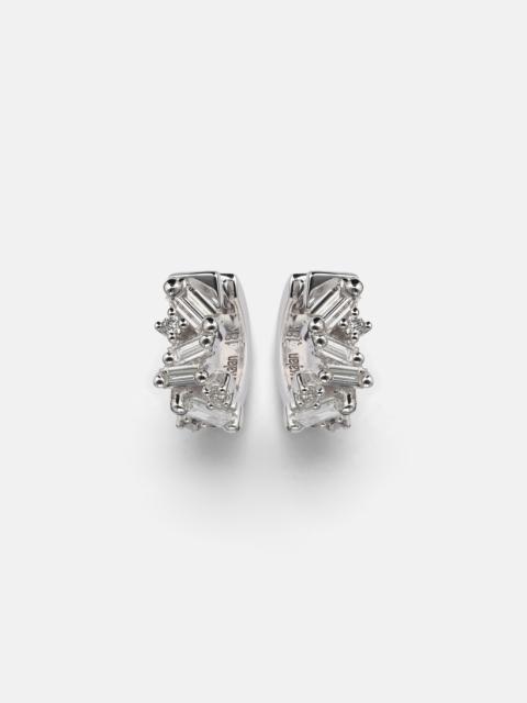 SUZANNE KALAN Frenzy 18kt white gold huggies with diamonds