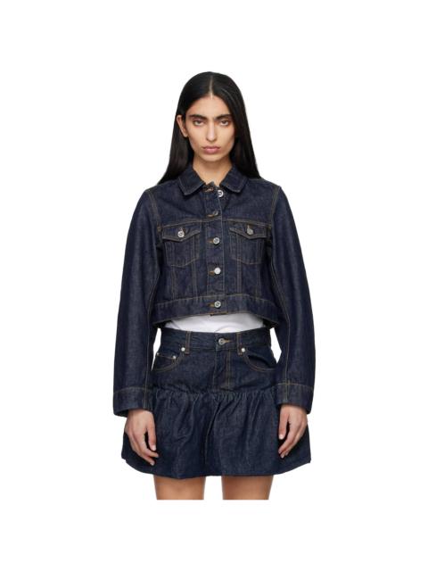GANNI Navy Cropped Denim Jacket