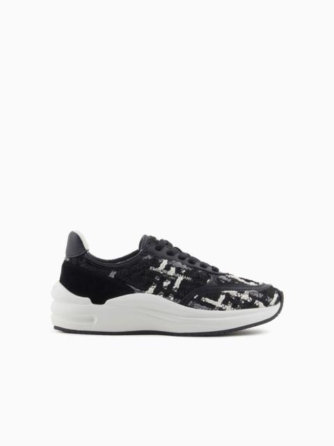 EMPORIO ARMANI Bouclé fabric sneakers