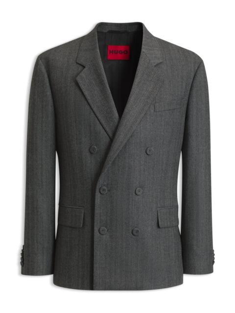 HUGO MODERN-FIT SUIT JACKET IN HERRINGBONE FABRIC