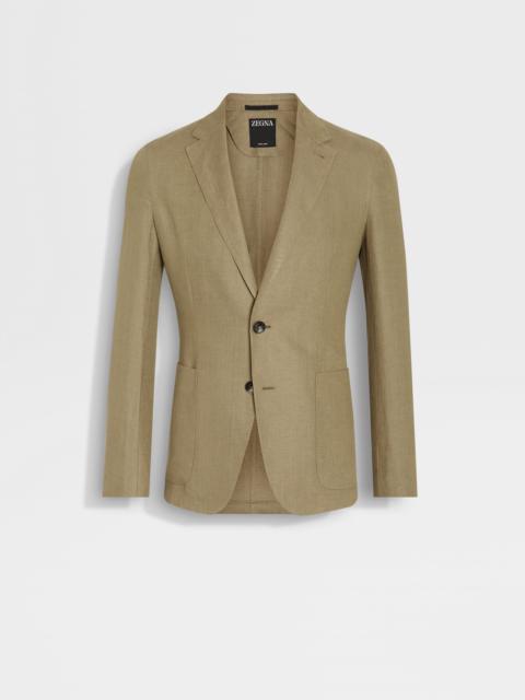 ZEGNA OLIVE GREEN OASI LINO SHIRT JACKET