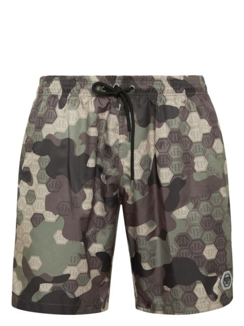 PHILIPP PLEIN monogram pattern swim shorts