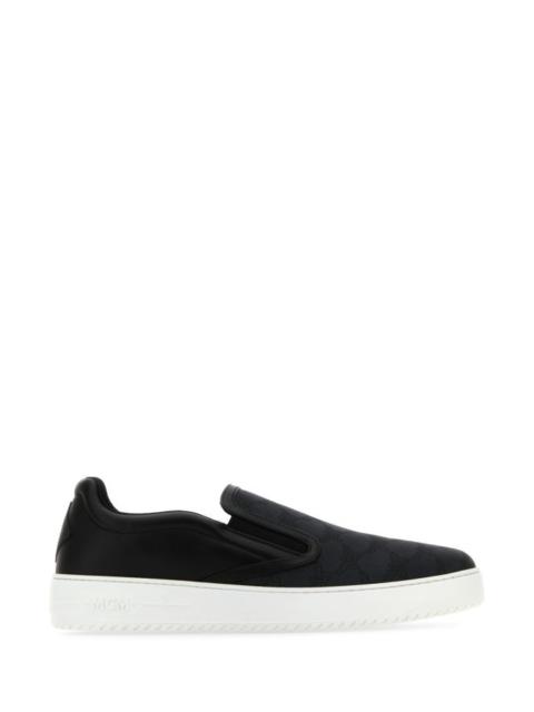 MCM Black canvas and leather Neo Terrain slip ons