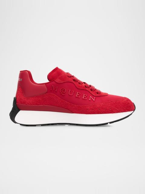 Alexander McQueen Men's Brushed Suede and Textile Runner Sneakers