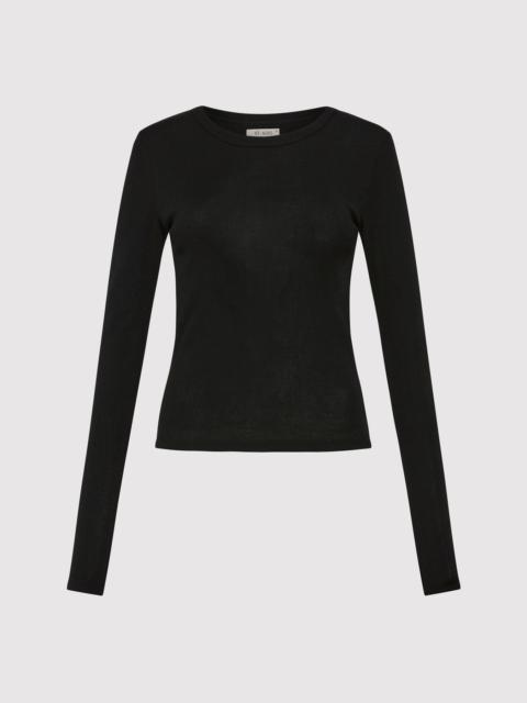 Organic Cotton Soft Rib Long Sleeve Top - Black