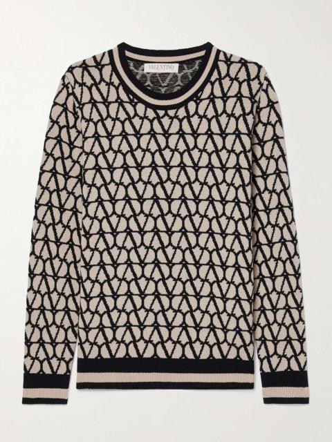 Intarsia-knit wool sweater