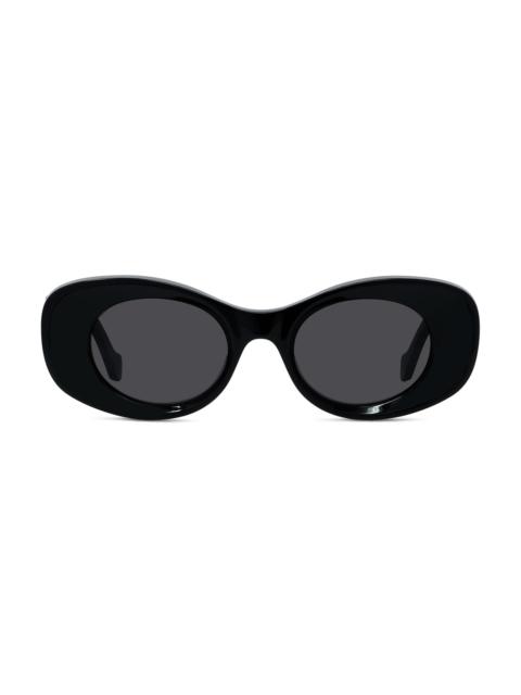 Loewe Men's 49MM Oval Sunglasses - Shiny Black And Smoke