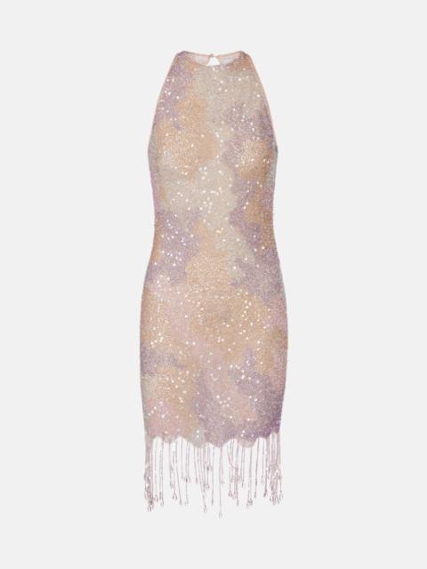 CLIO PEPPIATT Fringed sequined minidress