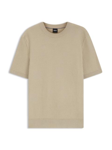 BOSS KNITTED-STRUCTURE SWEATER IN COTTON