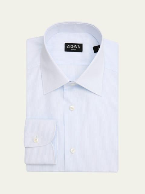 ZEGNA Men's Micro-Stripe Trecapi Cotton Dress Shirt