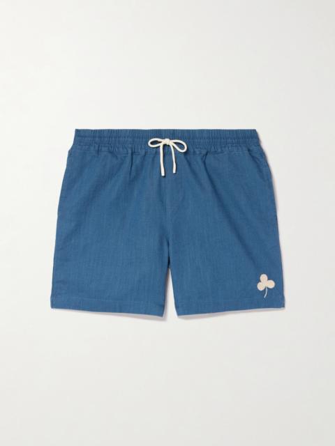Portuguese Flannel Straight-Leg Embroidered Ramie Drawstring Shorts