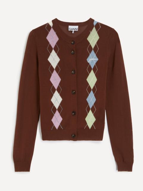 GANNI Argyle Cotton Cardigan