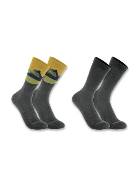 Carhartt Midweight Synthetic-Wool Blend Mountain Crew Sock 2-Pack