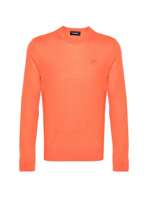 logo-embroidered wool jumper
