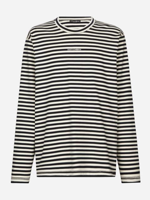 Dolce & Gabbana Long-sleeved striped T-shirt with logo