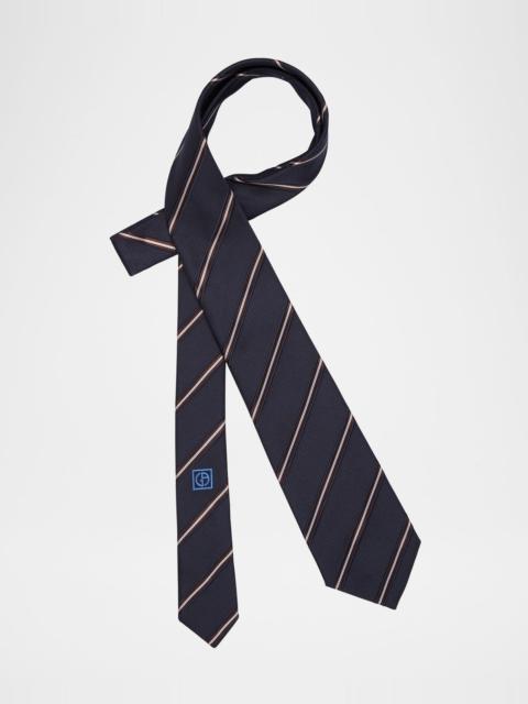 GIORGIO ARMANI Men's Regimental Stripe Silk and Cotton Tie