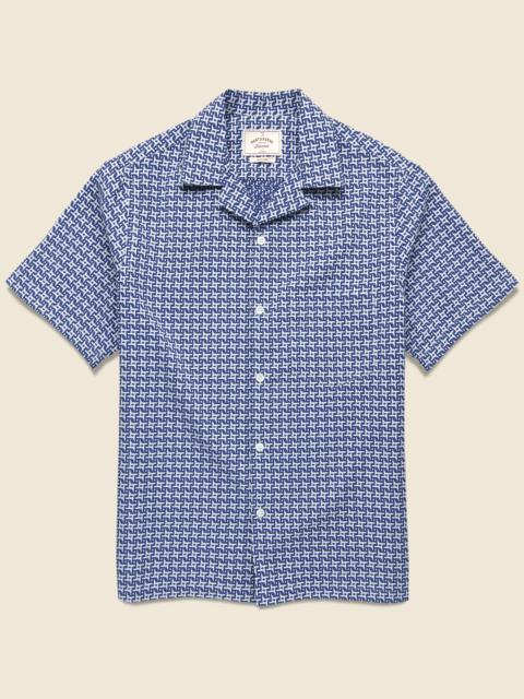 Portuguese Flannel Soul Tile Camp Shirt - Blue
