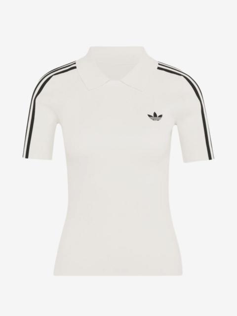 adidas ribbed-knit stripe-detail polo shirt