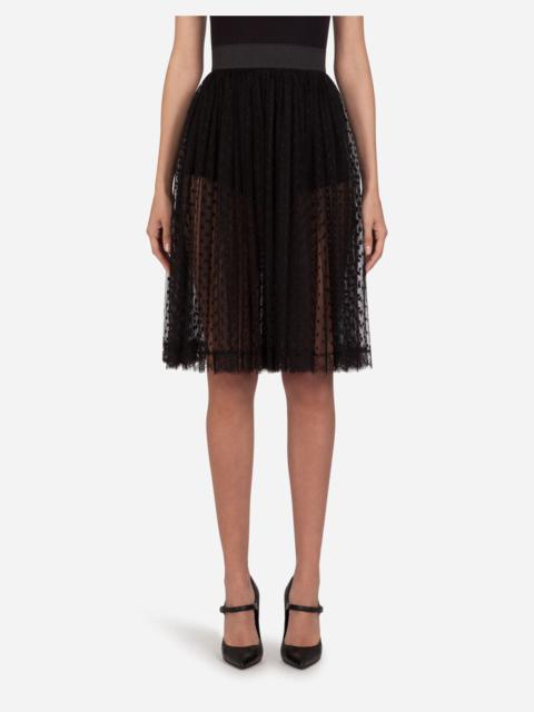 Point d'esprit tulle midi skirt