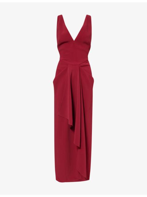 Givenchy V-Neck Sleeveless Woven Midi Dress