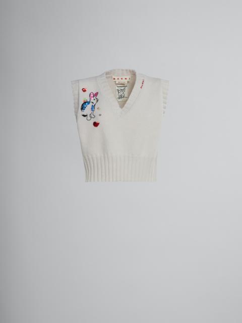 Marni SWEATER VEST WITH RABBIT EMBROIDERY