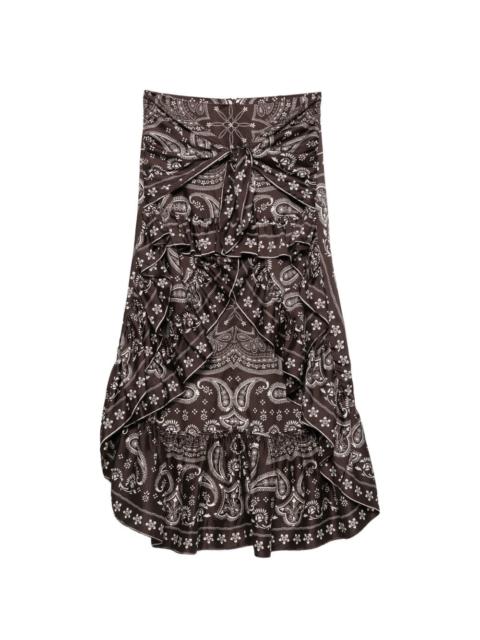 Sandro paisley-print ruffled skirt