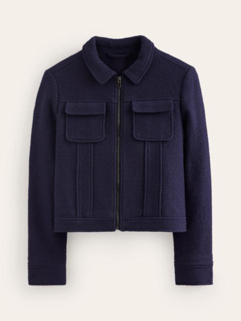 BODEN Wool Zip Through Jacket-Navy