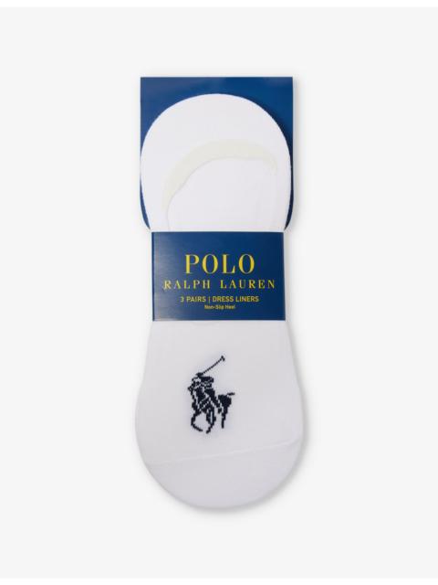 Polo Ralph Lauren Logo-embroidered pack of three stretch-cotton blend liner socks
