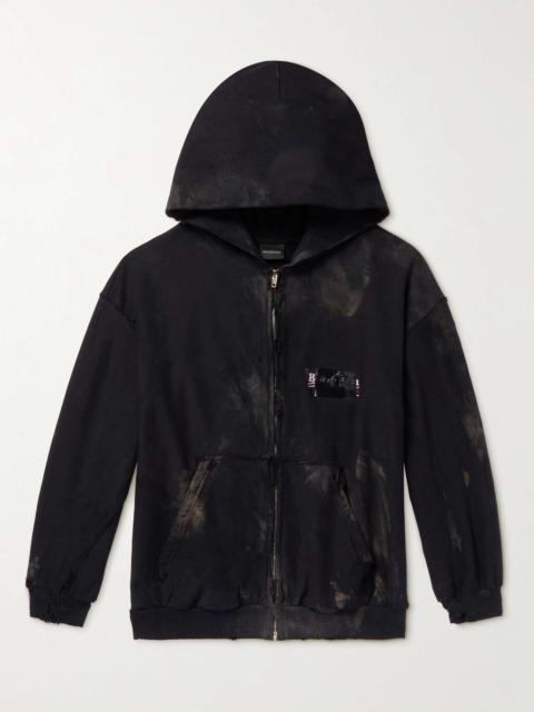 BALENCIAGA Gaffer Logo-Embroidered Distressed Cotton-Jersey Zip-Up Hoodie