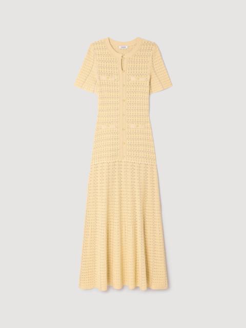 Sandro RHINESTONE KNIT MAXI DRESS