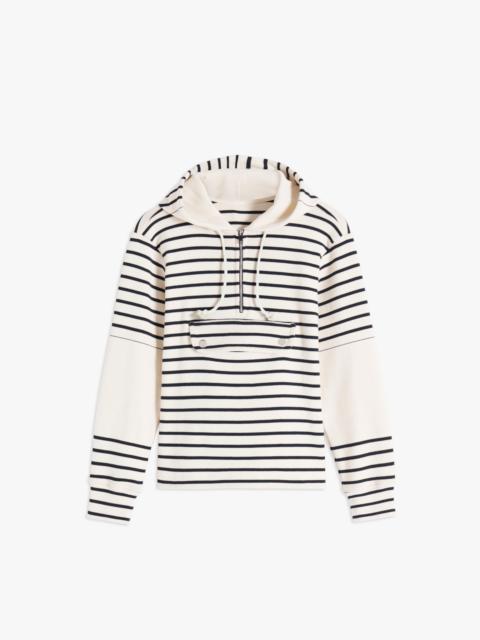 Victoria Beckham Front Pocket Hoodie in Ecru-Navy