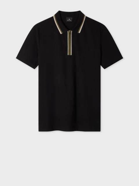 Paul Smith Black Contrast Tipping Zip Polo Shirt