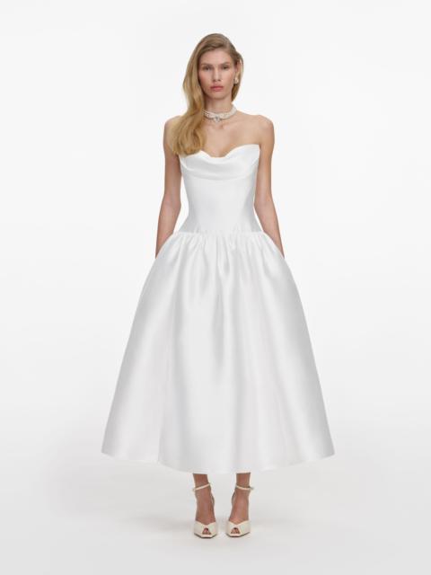self-portrait White Taffeta Strapless Midi Dress