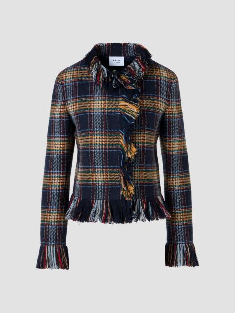 AKRIS Women's Plaid Tweed Wool-Blend Jacket - Navy Multicolor