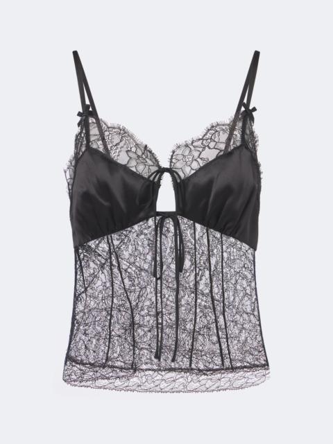Dolce & Gabbana Floral satin-trimmed lace top