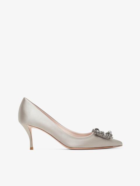 Roger Vivier Flower 65 beige strass satin pumps